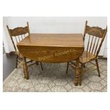 Oak 3 Pc Drop Leaf Dining Table & Chair Set