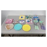 Party Supplies: Candles, Napkins, Silver Plastic