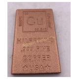 Half Pound .999 Fine Copper Bar w/ Periodic Table