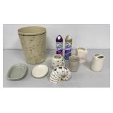 Bathroom Set Trash Can, Soap Dish, Toothbrush