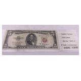 1953-A Five Dollar Red Seal Note
