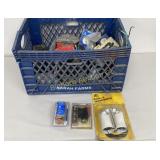 Crate of Electrical: Switches Flood Light Fixtures