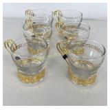 VTG Libby Gold Greek Key Coffee Cups 6 Pc Lot