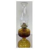 VTG Amber Glass Oil Lamp w/Chimney Contains Oil
