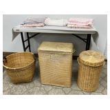 Wicker Hampers, VTG Throw Rugs w/ Damage