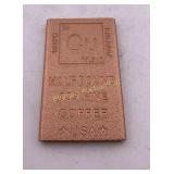 Half Pound .999 Fine Copper Bar w/ Periodic Table
