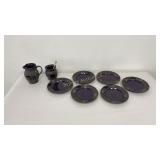Huckleberry Bear Pottery 8" Plates, Honey Pot &