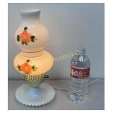 VTG Electric Milk Glass Hurricane Lamp w/ Hand