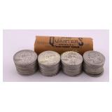 Roll of Silver Quarters Various Dates 1940's Thru