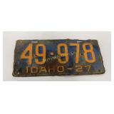 1927 Idaho License Plate 49-978 11ï¿½' x 5ï¿½'
