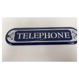 VTG Porcelain Telephone Sign Approx 10' x 2ï¿½'