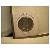 1954 Silver Ben Franklin half dollar