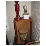 Wooden crate w/ misc decor