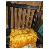 Wood rocker with gold velvet style cushions