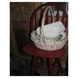 Red wooden barstool