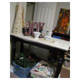 Table with misc home decor