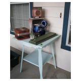 Wooden table with misc decor