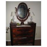 Victorian Walnut, marble top dresser wtih mirror