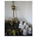 Brass lamp with frosted lampshades