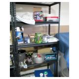6ft Metal garage shelf with misc contents