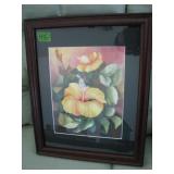 Framed Oriental floral picture