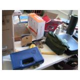 Tabletop of misc garage items