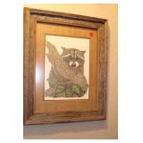 Pencil drawing in wooden frame.