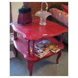 Red wooden table