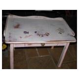White wooden table with drawer