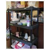 5ft Shelf with misc plasticware