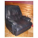 Blue leather recliner