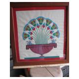 Framed Cloth, handstitched decorative tribal decor