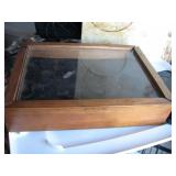 Wood frame Display case sliding door, cloth bottom