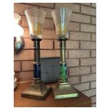 Pair of brass candleholders