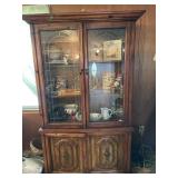 Lighted doubledoor wooden china cabinet