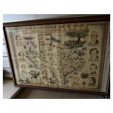 Large framed Official Centenial Map of Texas copy