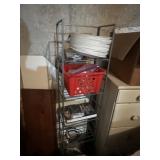 5ft+ Metal shelf w/misc contents