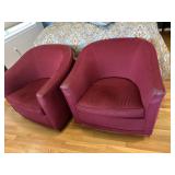 Pair of cloth barrel style chairs