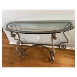 Glass-top metal base table