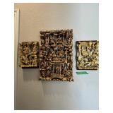 Carved Chinese gilt wood wall panel