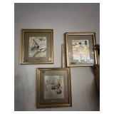 Set of 3 framed Chokin art pictures