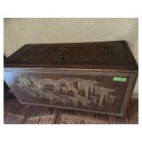 Ship carved, wooden trunl