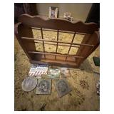 Wood bookholder and misc collectibles