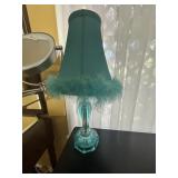 Vintage blue glass lamp