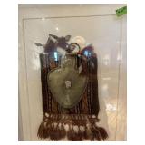 Framed Antique textile pouch or small bag