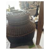 Wicker woven tribal basket
