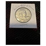1953D Ben Franklin half dollar
