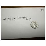 1961 90% Silver US Washington quarter
