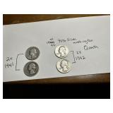 2x 1941,42 US Washington quarters 90% Silver