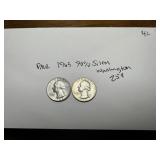 Pair of 1963 90% Silver US Washington quarters